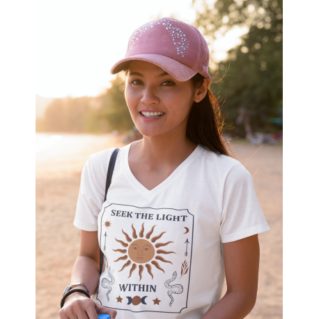 Seek The Light Within (multi clr) Womens V-Neck Tee