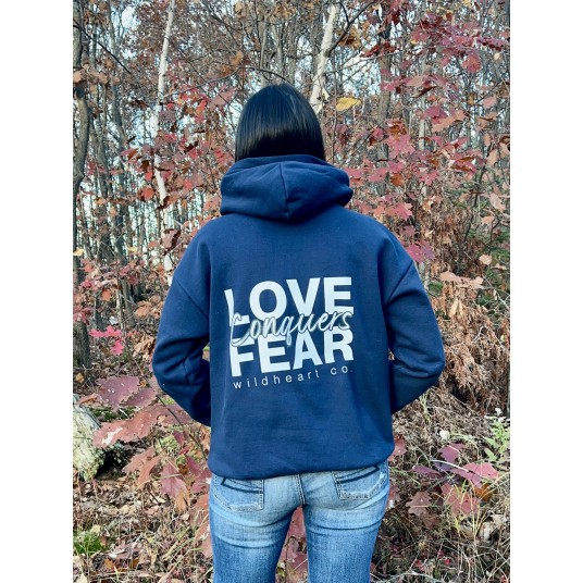 CHOOSE LOVE COTTON HOODIE - NAVY
