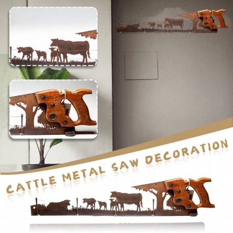 Hand Saw Metal Art Decor with 4 Designs. Deer, Tractor, Cows and Logger.