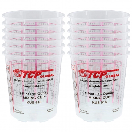 Custom Shop Pack of 12 Each - 16 Ounce Paint Mixing Cups - 1 Pint Cups Have calibrated Mixing ratios on Side of Cup Pack of 12 P