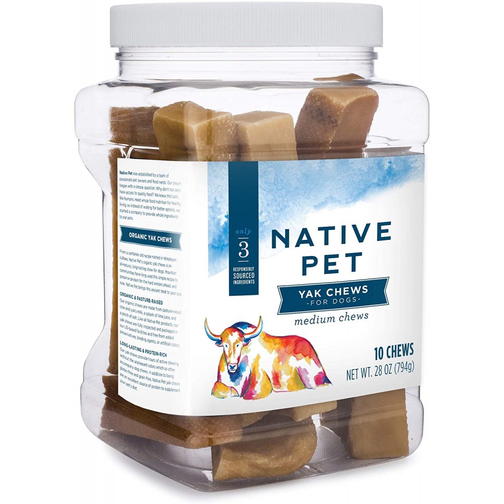 Native Pet Yak Chews for Dogs (Small, Medium, Large, and XL) Pasture