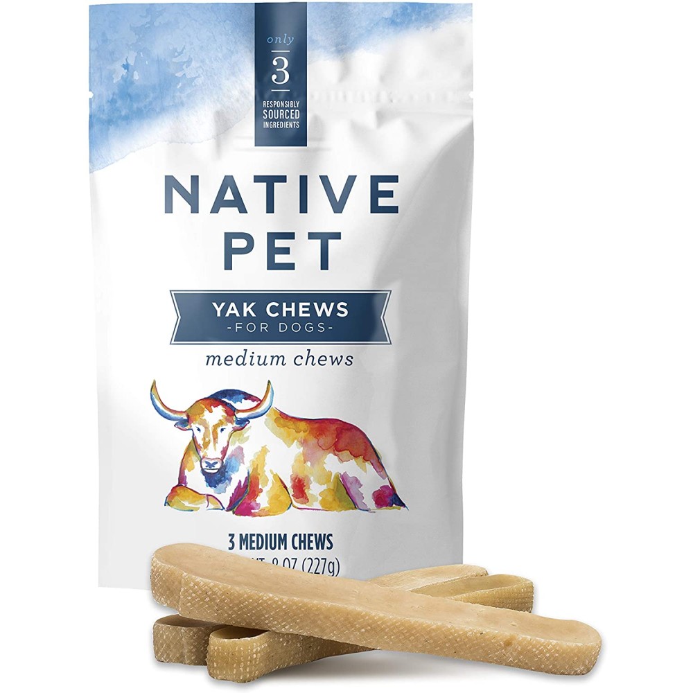 Native Pet Yak Chews for Dogs (Small, Medium, Large, and XL) Pasture