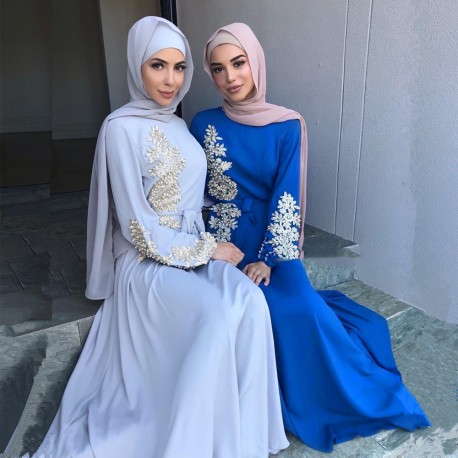 Hijab robe Caftan européen Islam vêtements robes hijab  pour les femmes musulmanes