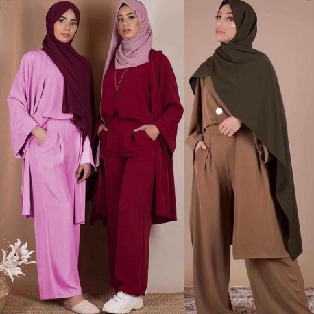 Ensembles Trois pièces turc .Robe musulmane Hijab