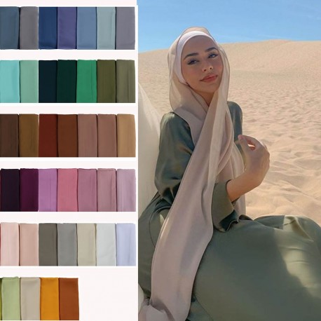 Foulard hijab en mousseline de soie pour femmes musulmanes. khimars