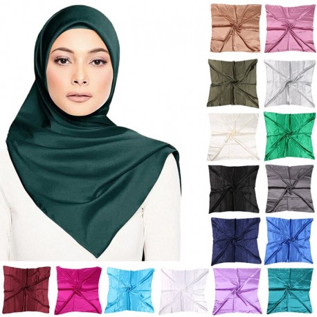 Foulard Hijab écharpe pour femmes soie Satin bandeau cheveux .