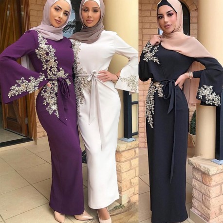 Abaya-Robe dubaï avec Hijab pour femmes musulmanes, hijab rob de soirée