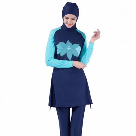 Plus Size Burkinis Muslim Swimwear Women Islamic Full Cover Floral Swim Suits