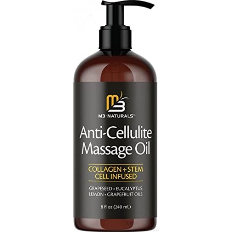 Anti Cellulite Massage Oil Infused with Collagen and Stem Cell - Skin Tightening Cellulite Cream Moisturizing Body Oil