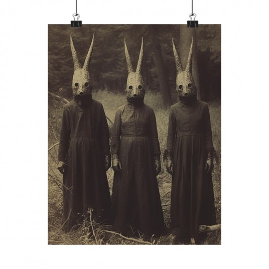 The Rabbit Cult of the Woods  Vintage photography  Art Poster Print  Dark Academia  Gothic Occult Poster  Witchcraft  Vertical P