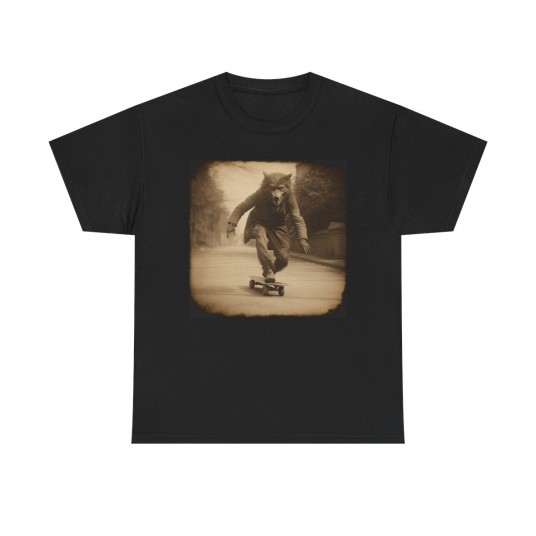 halloween shirt Werewolf on skatebord  Vintage photography unisex shirt