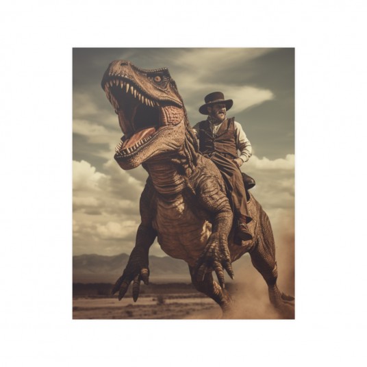 vintage Dinosaur Cowboy  Vintage photography  Art Poster Print  Dark Academia  Gothic Occult Poster  Gothic Home Decor  Western 