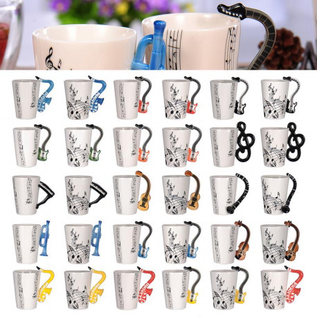 Unique Ceramic Coffee Mug Violin Guitar Saxophone Trumpet and Piano Musical Instruments Novelty Gift