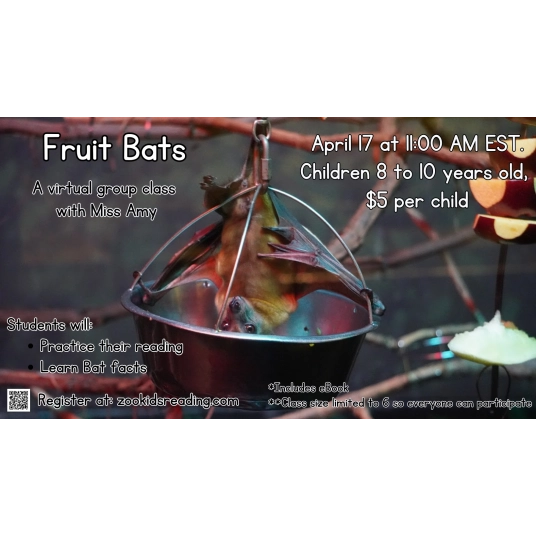 Fruit Bats Virtual Reading Class on April 17 at 11:00 AM EST.