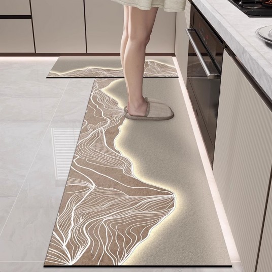PVC Leather Kitchen Mat Modern Light Luxury Waterproof Oil-proof Anti-slip Carpets Large Area Anti-fouling Balcony Rugs Alfombra