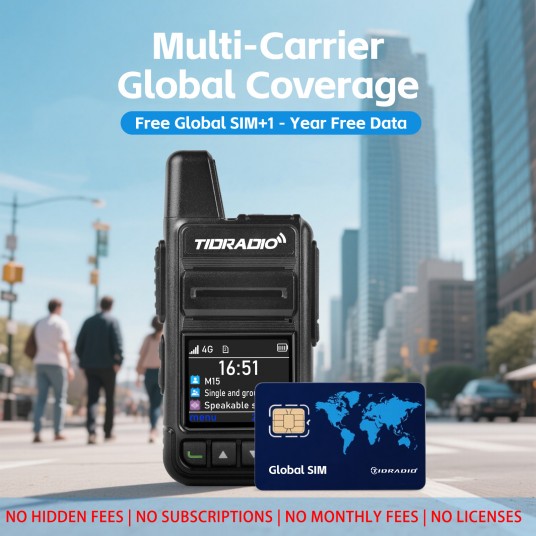 TIDRADIO TD-M15 Global POC Radio with 1 Year Sim Card Walkie Talkie Long Range 4G Network 5000 Miles for Hiking and Camping