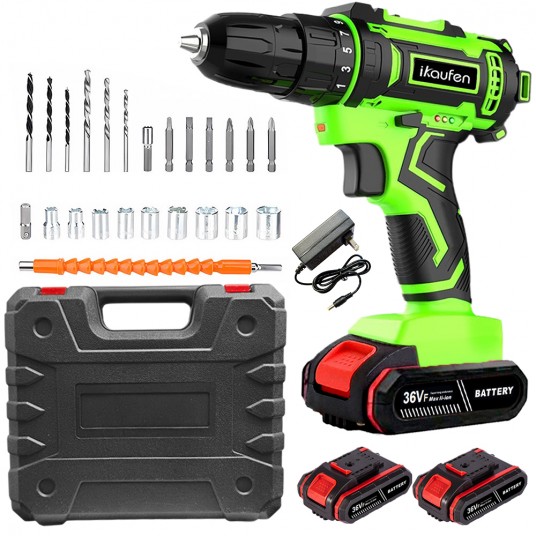 21V Household Power Tools Lithium Battery Rechargeable Cordless Drill Multifunction Screwdriver with Display and Impact Function