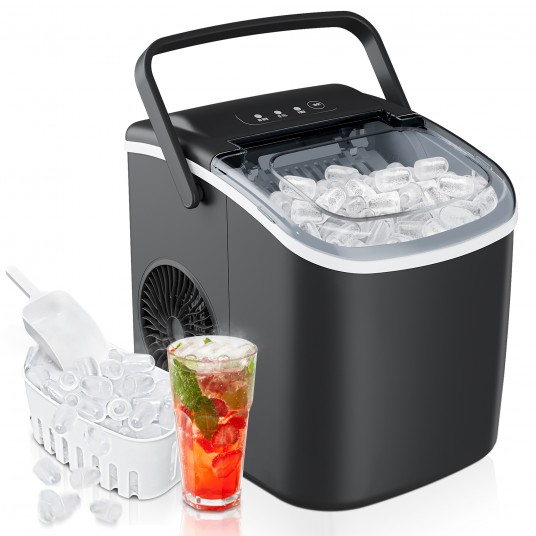 SIMALIFE IM-06 Countertop Ice Maker Self-Cleaning Portable Ice Maker with Ice Scoop and Basket Ice Machine with Bullet Ice