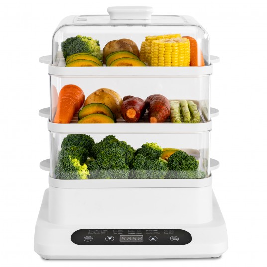 Food Steamer 3 Tier 16QT Electric Vegetable Steamer with Keep Warm and Timer Multifunctional Digital Steamer (800W)