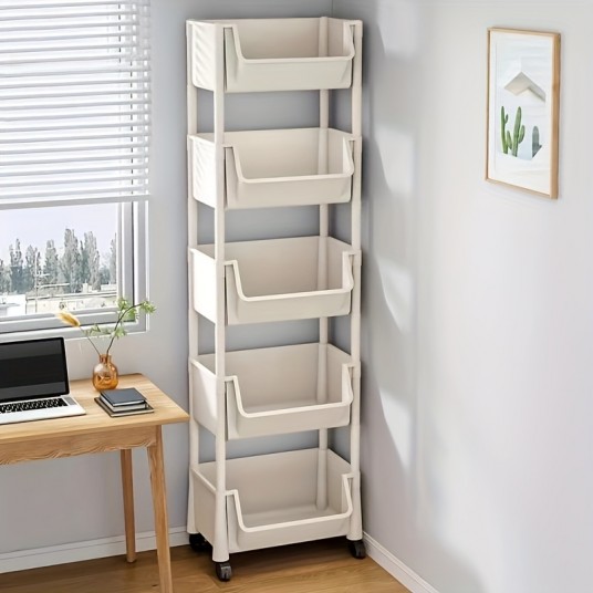 1 storage rack trolley, vertical multi-layer storage, with wheels, suitable for kitchens, bathrooms, dormitories, etc