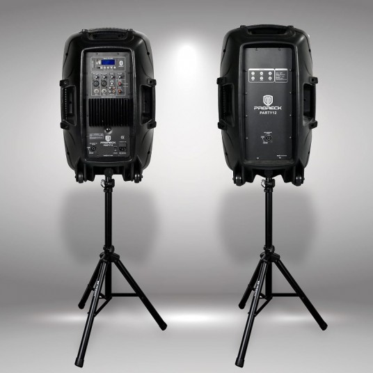 Party 12 12-Inch 1000 Watts 2-Way Powered PA Speaker System Combo Set with Bluetooth/USB Drive Read Function