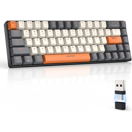 MAMBASNAKE x ZIYOU LANG K68 60% Wireless Mechanical Keyboard, Bluetooth 5.0/2.4GHz with Dual Mode 2-in-1 Receiver