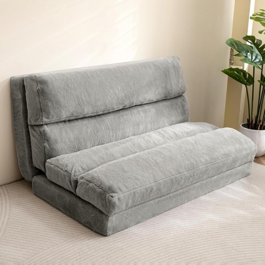 Bean Bag Bed Folding Sofa Bed, Extra Wider Fold Full Floor Mattr For Adults With Washable Soft Cover, Floor Couch For Bedroom
