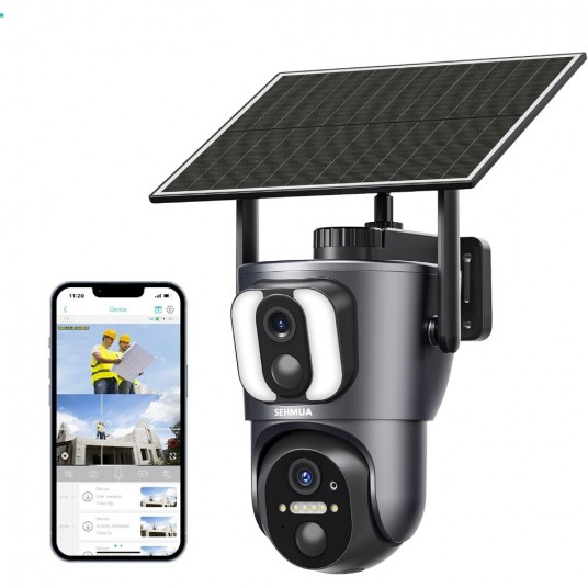 NEW - 4G LTE Cellular Security Camera, Dual Camera Solar Powered No WiFi Needed Security Camera Wireless Outdoor, 2K