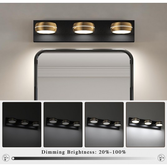 20.47-Inch Bathroom Luxury LED Vanity Lighting With 270° Rotatable Heads, 5500K , Energy Efficient, Easy Hardwired Installation