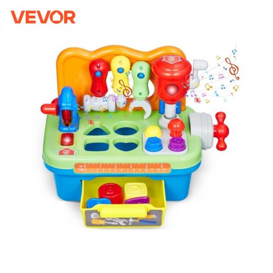 VEVOR Kids Musical Workbench Toy Baby Pretend Play Tool Set with Lights & Sounds Learning Work Bench for Children's Toys Gifts