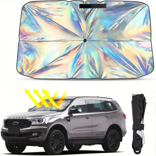 Windshield Sun Shade Umbrella, Foldable Car Sunshade with UV Blocking - Protect Car from Sun Rays & Heat Damage Keep Cool