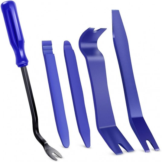 5PCS Automotive Interior Removal Tool Kit - Non-Scratch pry bar Tool kit for Door jambs, Panels and Stereo Dash Removal