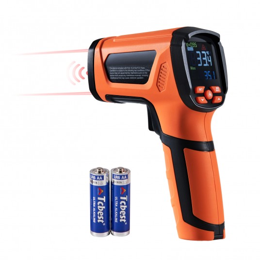 SucceBuy Thermometer Dual Laser Temperature Gun Non-Contact Handheld IR Heat Thermometer with Adjustable Emissivity for Metal