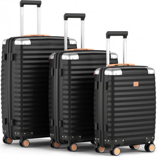 Joyway 1/3pcs Travel Luggage Suitcase, TSA Lock, Durable Lightweight PP Hard Shell Suitcase, Side Hooks, Corner Protectors