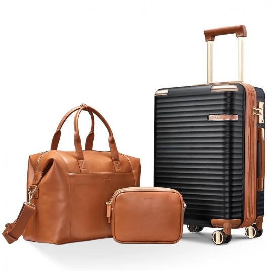 Joyway Luggage Sets, Expandable Hard Shell Suitcase Set,TSA Lock, Spinner Wheels, Leather Travel Tote Bag and Small Cosmetic Bag
