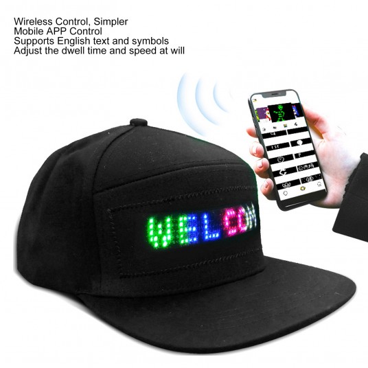 Smart LED Cap Programmable Bluetooth APP Control Editable Colorful LED Hat for Outdoor Concert Carnival